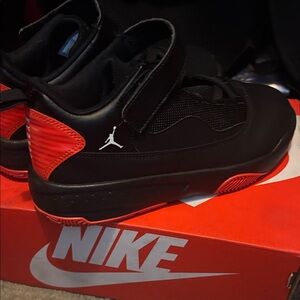 Size 3Y Nike Jordans Black and Red High-Top Sneakers